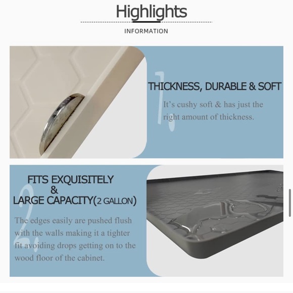 Under Sink rubber Mat for Kitchen Cabinet - 34 x 22 Inch - Picture 6 of 11